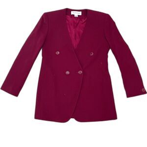Vintage Jones New York Women's Sz 4 Red 100% Pure Wool Jacket Blazer USA